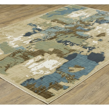 Reed Green/Tan/Brown/Blue Abstract Area Rug