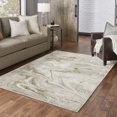 Nebulous Beige/Brown Marbled Area Rug