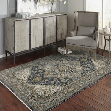 Aberdeen Blue Medallion Area Rug