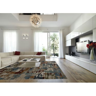 Hayden Beige/Multi Abstract Area Rug