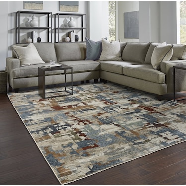 Hayden Beige/Multi Abstract Area Rug