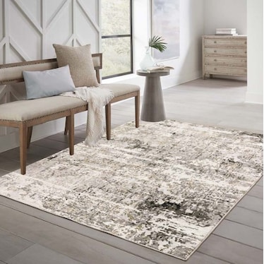 Nebulous Ivory/Charcoal Abstract Area Rug