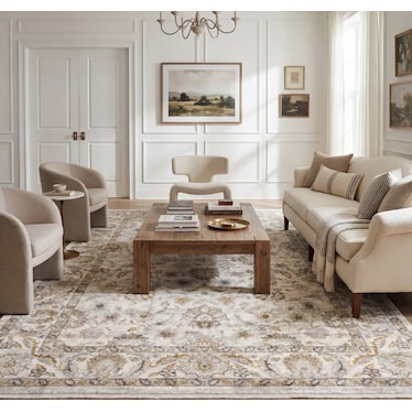 Maharaja Ivory/Grey Mahal Area Rug