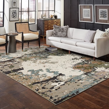 Evolution Cream/Tan/Green Area Rug