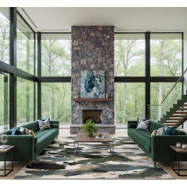 Tisdell Blue/Green Strokes Area Rug