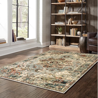 Juliette Grey Medallion Area Rug 5'3"W x 7'3"L