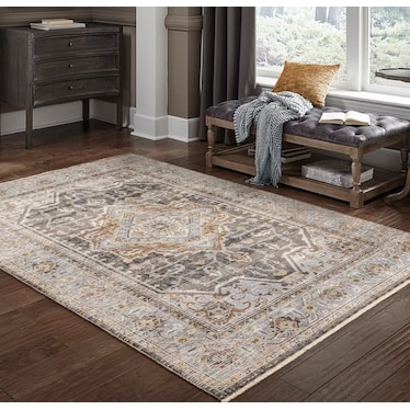 Maharaja Grey/Blue/Rust Medallion Area Rug