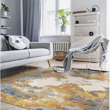 Caravan Yellow/Blue Abstract Area Rug