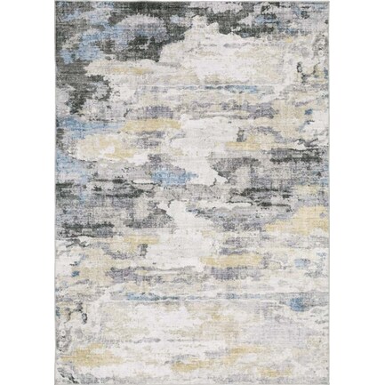 Malibu Ivory/Grey Abstract Area Rug 5'W x 7'L