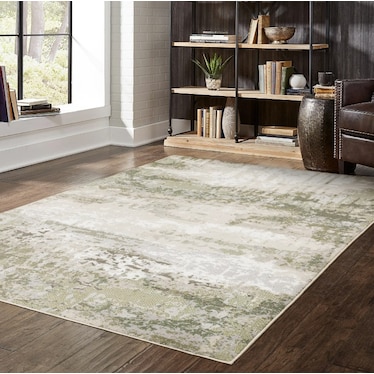 Caravan Green/Tan Abstract Area Rug