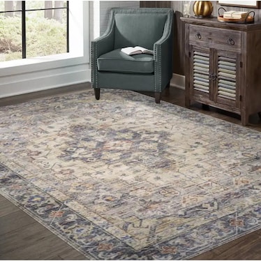 Myers Park Grey/Cream Medallion Area Rug