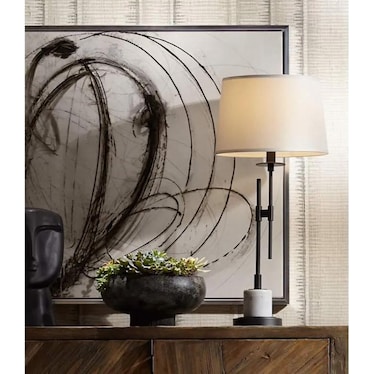 Metal and White Marble Table Lamp 33.5"H 