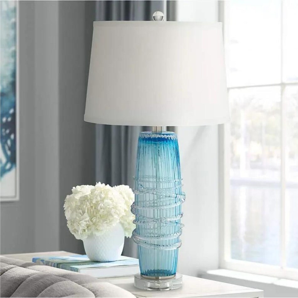 pacific coast lighting inc blue table lamp   
