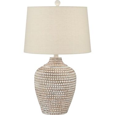 Faux Wood Hammered Look Table Lamp 25.5"H