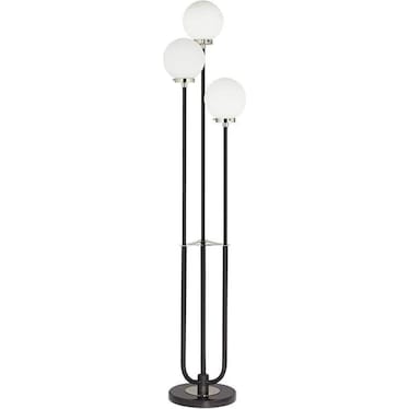 Black and Nickel 3-Lite Globe Floor Lamp With LED Bulbs 68"H