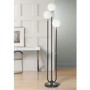 Black and Nickel 3-Lite Globe Floor Lamp With LED Bulbs 68"H