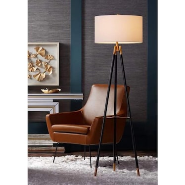 Black and Gold Tripod Floor Lamp 68"H