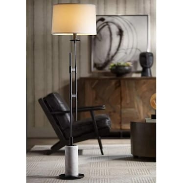 Metal and Marble Floor Lamp 65"H