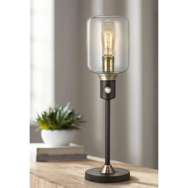 Black Hurricane Uplight With Edison Bulb Table Lamp 25.5"H