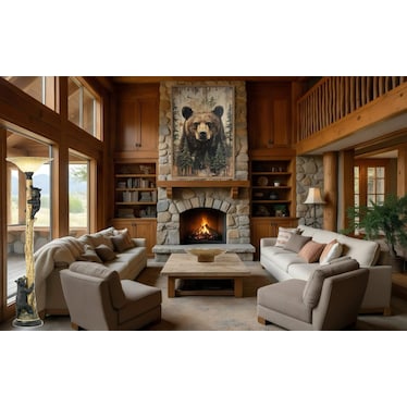 Ascending Bear Cubs Torchiere 70"H