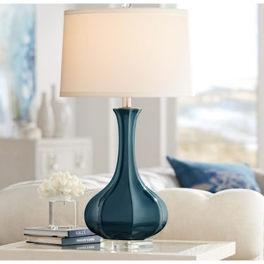 Blue Ceramic Table Lamp 27"H