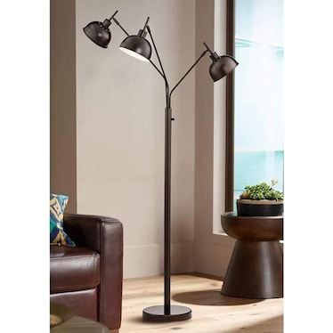 Bronze Metal Industrial 3-Lite Arc Lamp 70"H