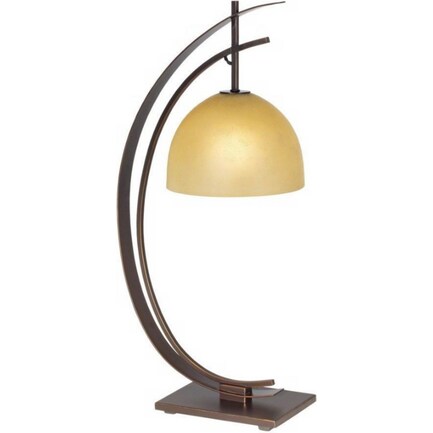 Bronze Arc With Glass Dome Shade Table Lamp 28"H