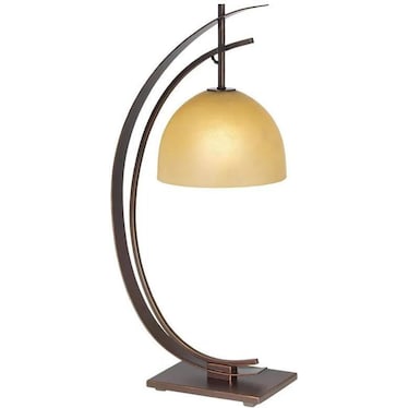 Bronze Arc With Glass Dome Shade Table Lamp 28"H