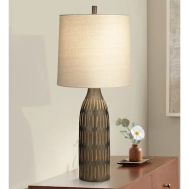 Espresso Carved Table Lamp 33"H