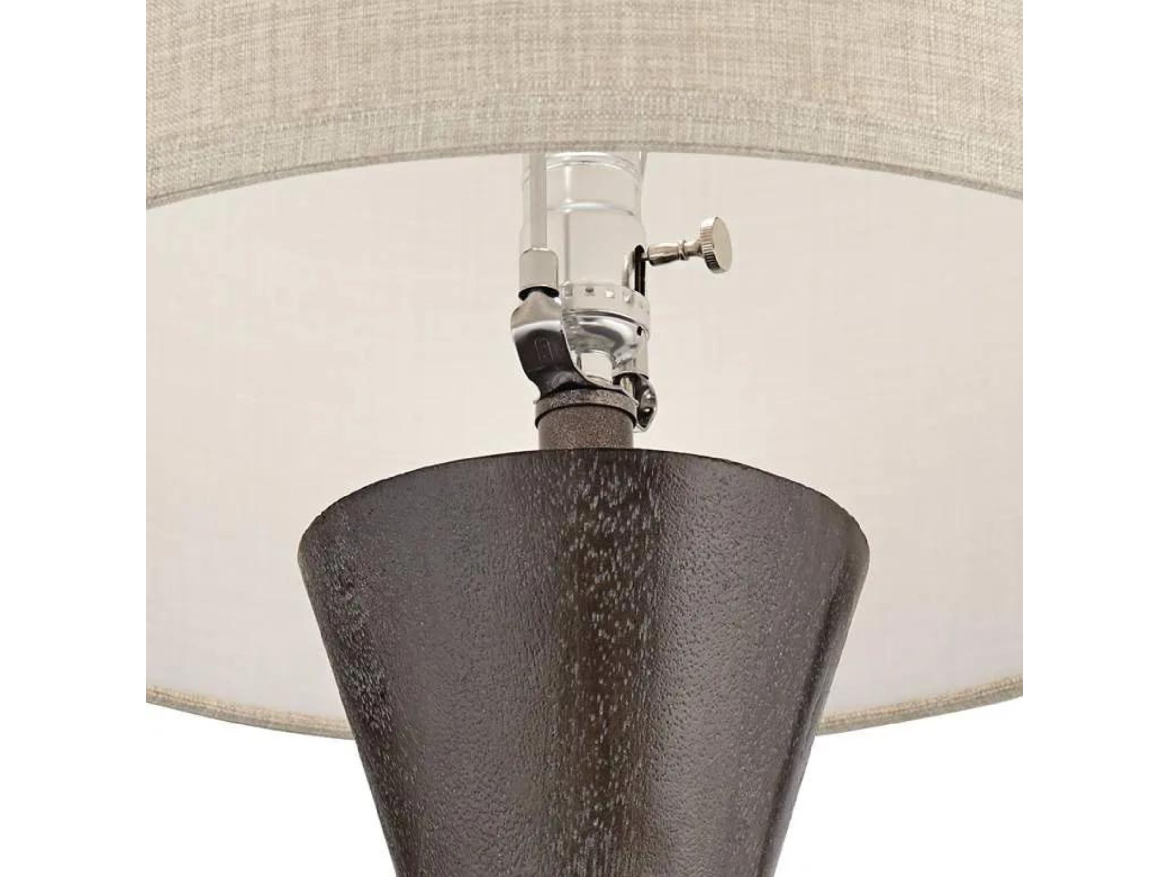 Double Brown Cone with Metal Band Table Lamp 29.5
