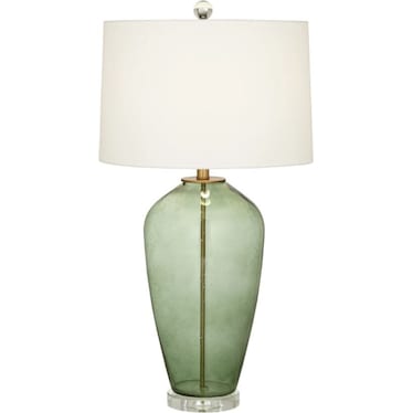 Green Seedy Glass Table Lamp 31"H