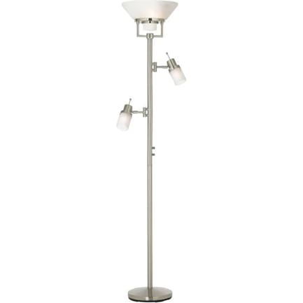 Brushed Steel With 2 Reading Lights Torchiere 72"H