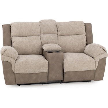 Howard Power Headrest Reclining Console Loveseat