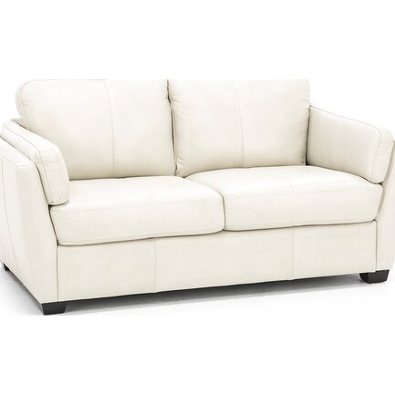 Reese Leather Loveseat in Pearl