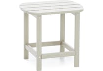 poly beige end table   