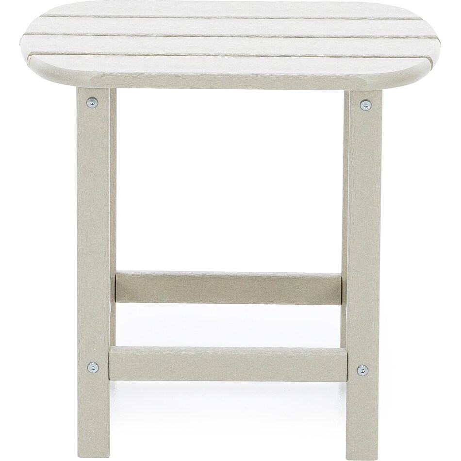 poly beige end table   