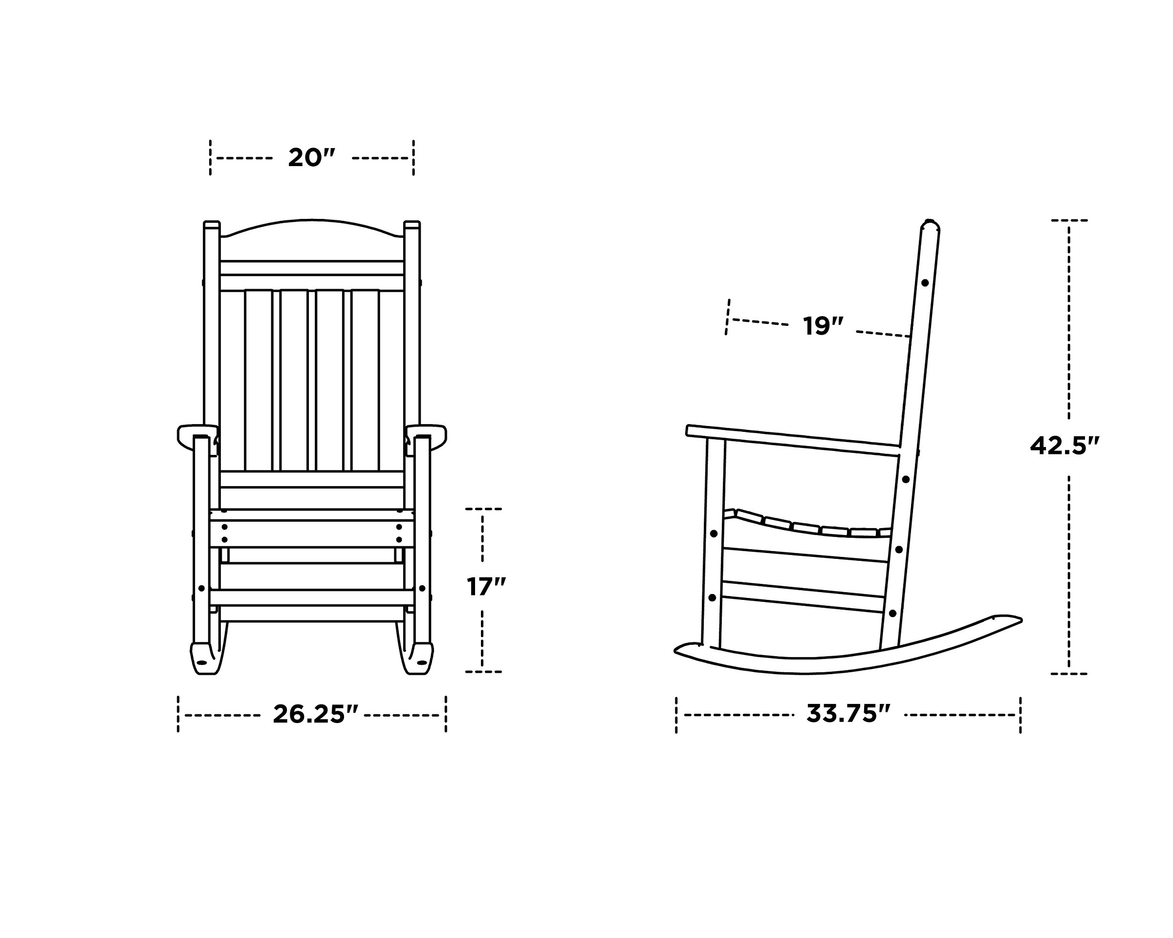 standard rocking chair dimensions