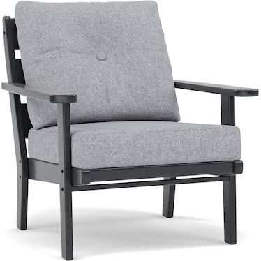 Lakeside Deep Seating Black Chair with Grey Mist Cushion