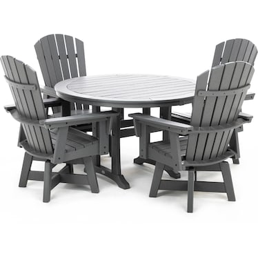 Nautical Trestle 48" Round Dining Table in Slate Grey