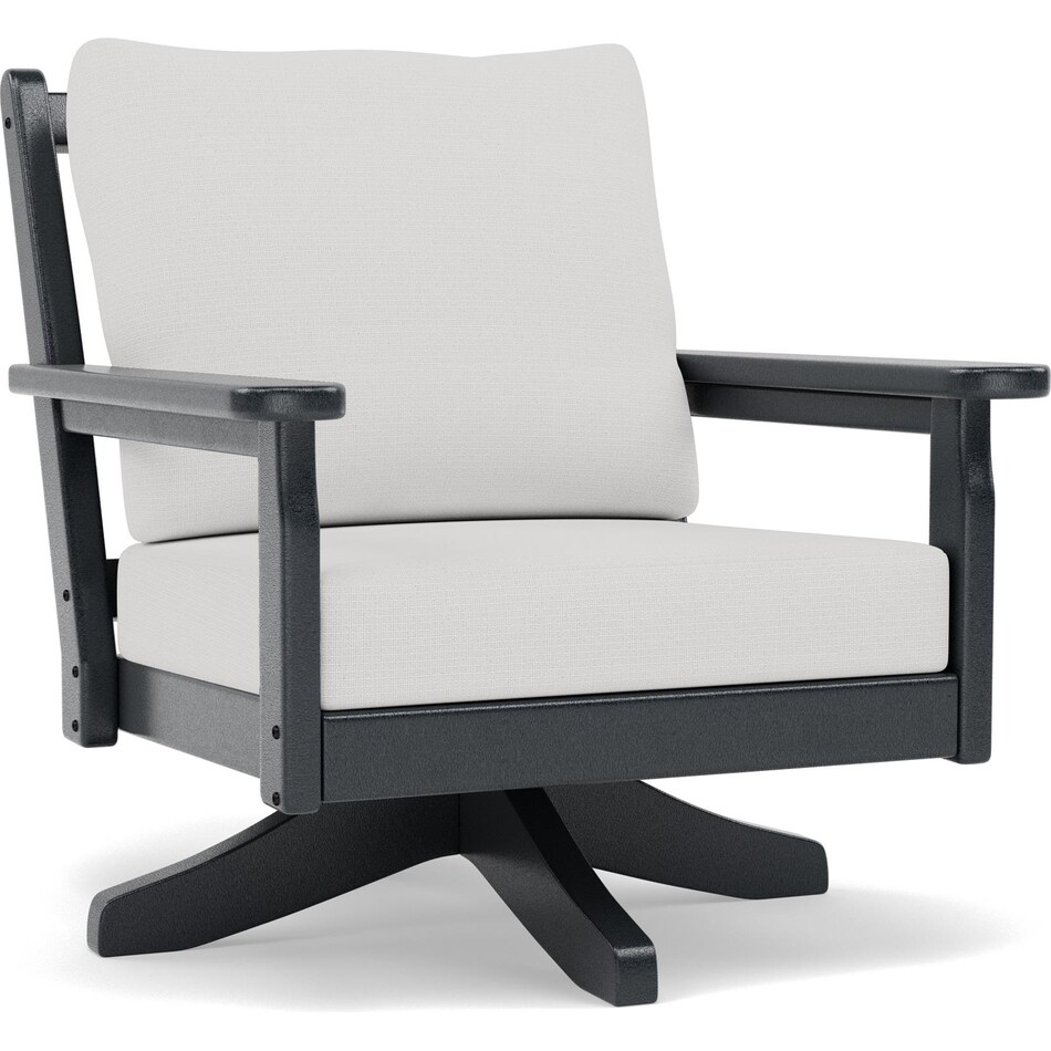 polywood inc poly black   natural linen swivel pkg  