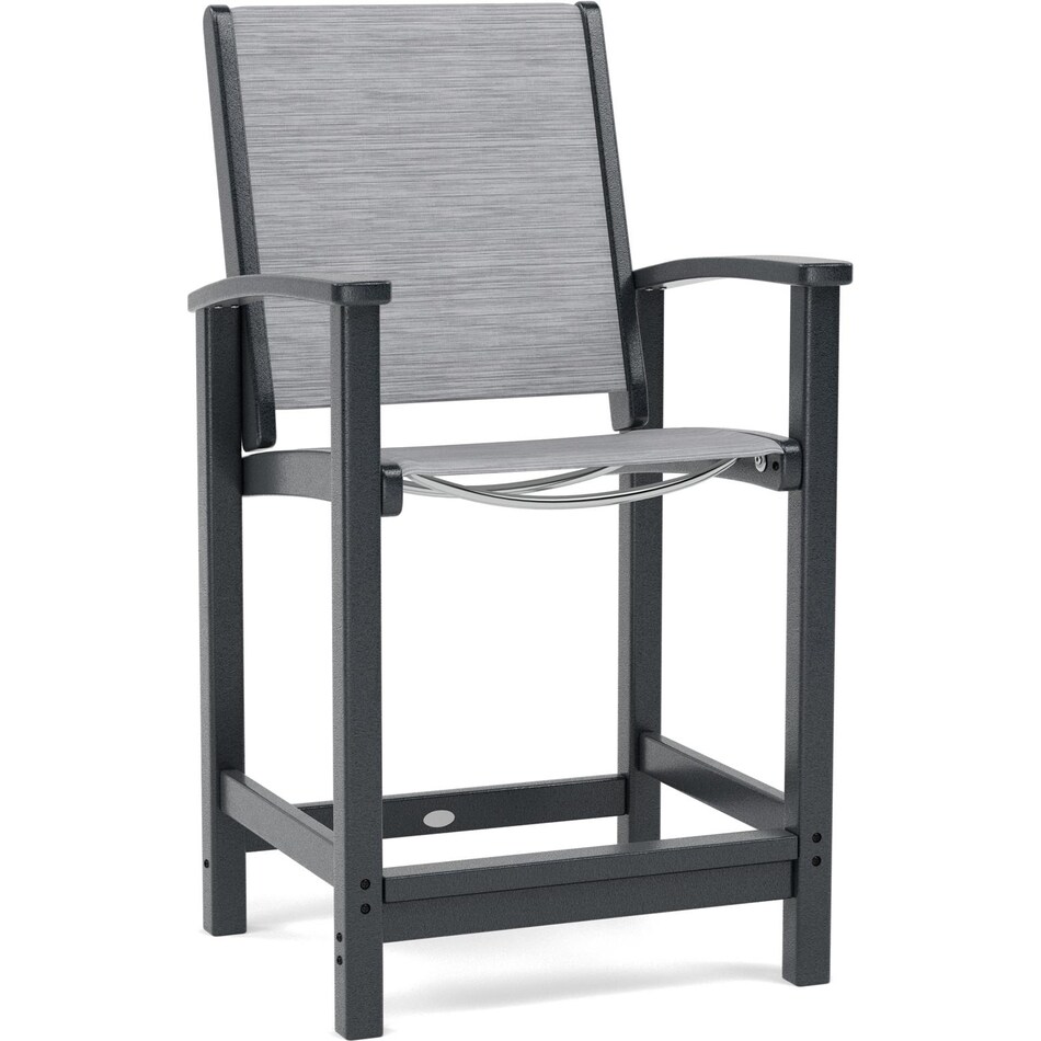 polywood black frame   metallic  counter height arm chair   