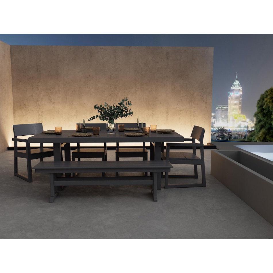 polywood black standard height bench lifestyle image   