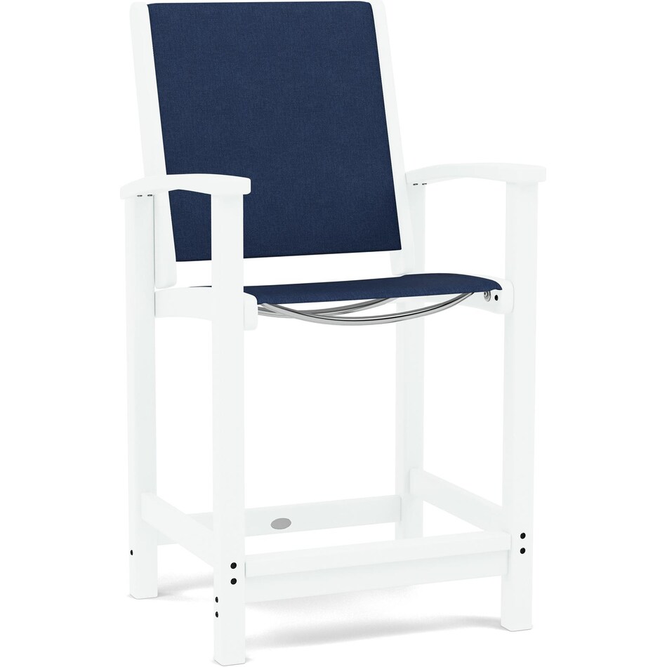 polywood blue counter height arm chair   