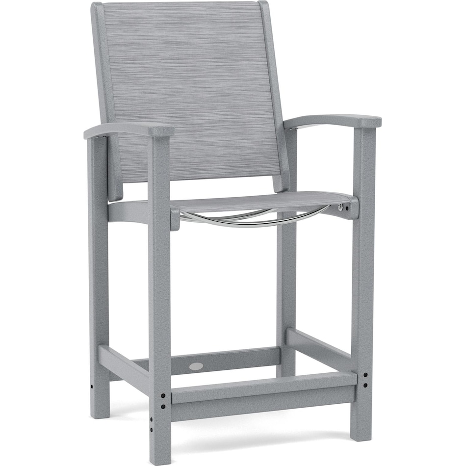 polywood grey counter height arm chair   