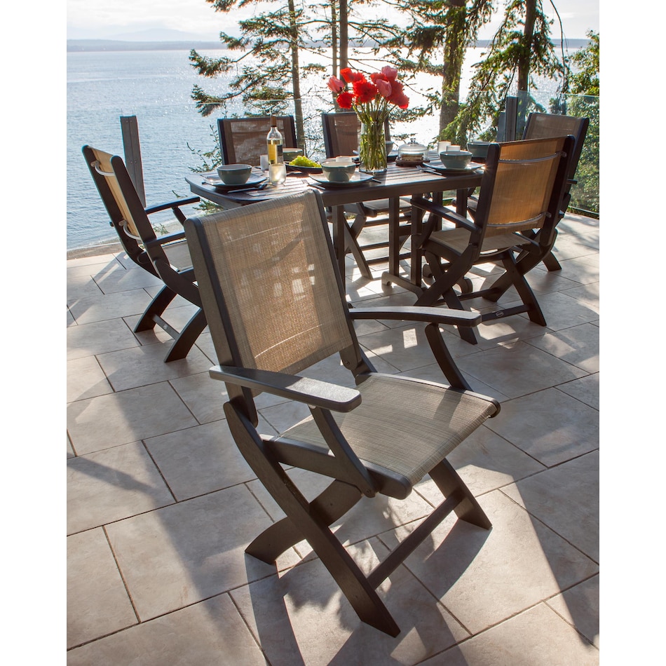 polywood grey standard height arm chair lifestyle image   