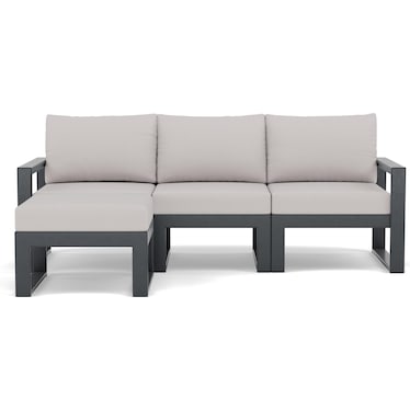 EDGE 4-pc Modular Sofa W/Ottoman in Black with Dune Burlap Cushion