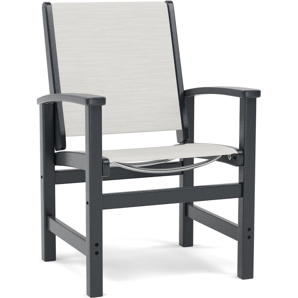 polywood poly black frame   parchment  standard height arm chair   