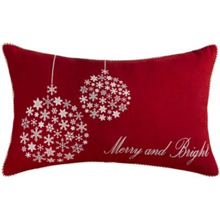 Red Merry Down Pillow 26"W x 16"H