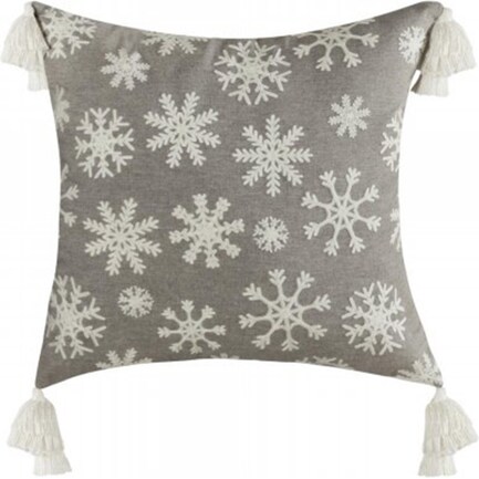 Grey Snowflake Down Pillow 20"W x 20"H
