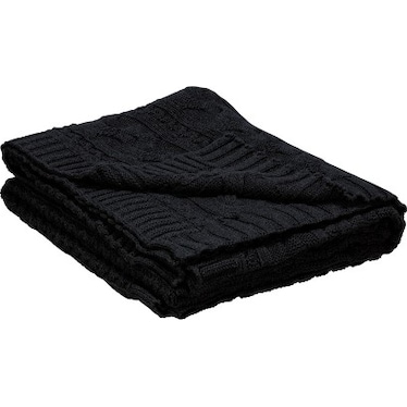 Black Cable Knit Throw 50"W x 60"L